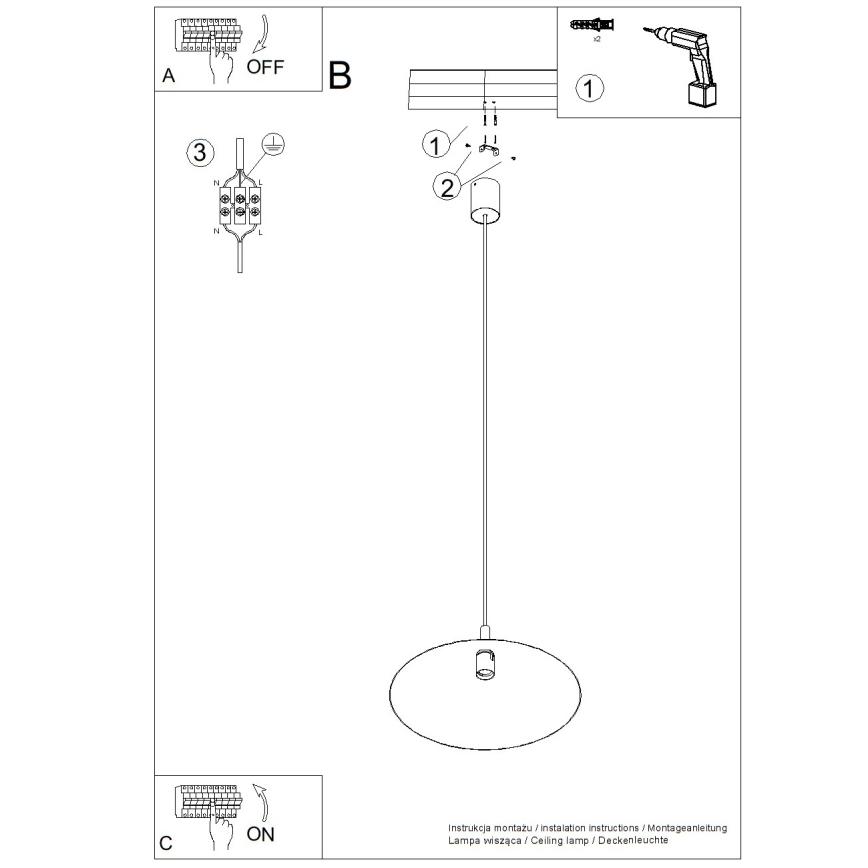 Pendel på kabel NOX 1xE27/15W/230V cremefarvet