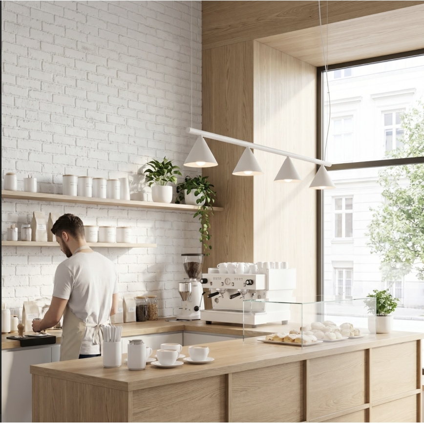 Lysekrone med wireophæng NOX 4xE14/10W/230V cremefarvet