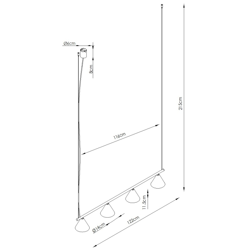 Lysekrone med wireophæng NOX 4xE14/10W/230V cremefarvet