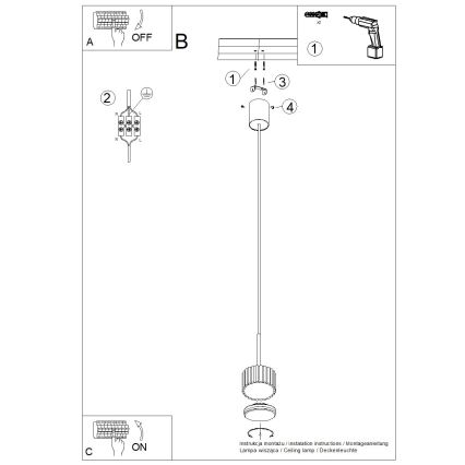 AURA pendel på kabel 1xGX53/10W/230V cremefarvet
