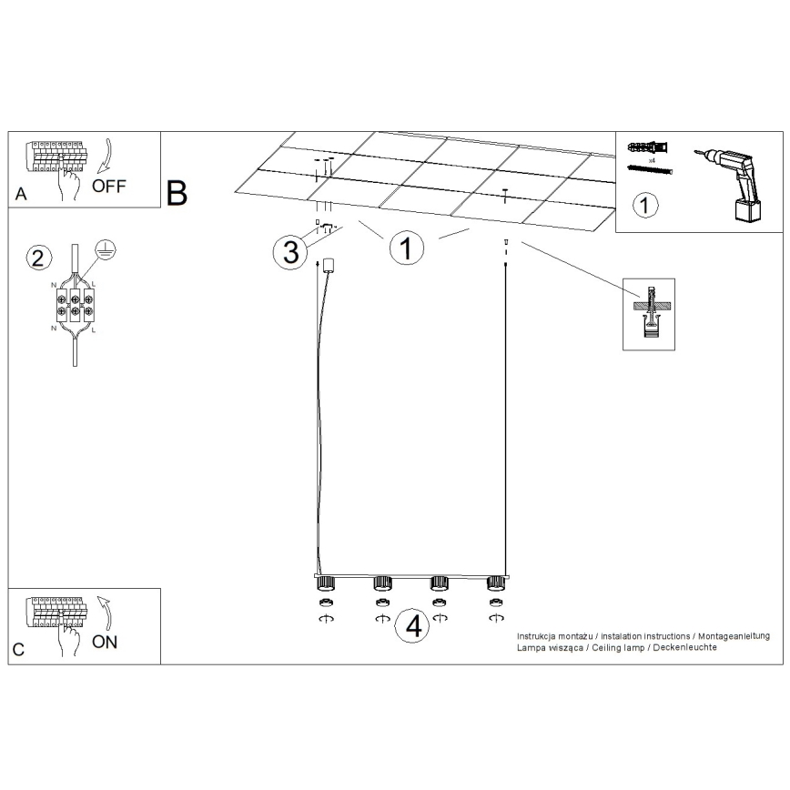 Loftpendel med kabel AURA 4xGX53/10W/230V hvid