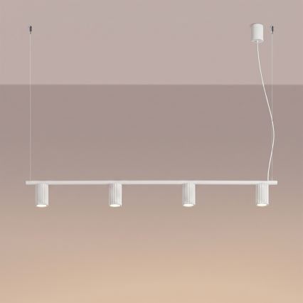 Pendellampe på kabel KARBON 4xGU10/10W/230V hvid