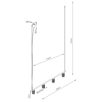 Kabelophængt pendel KARBON 4xGU10/10W/230V cremefarvet