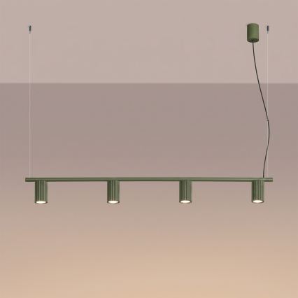 Pendellampe på kabel KARBON 4xGU10/10W/230V grøn