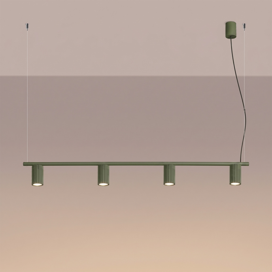 Pendellampe på kabel KARBON 4xGU10/10W/230V grøn