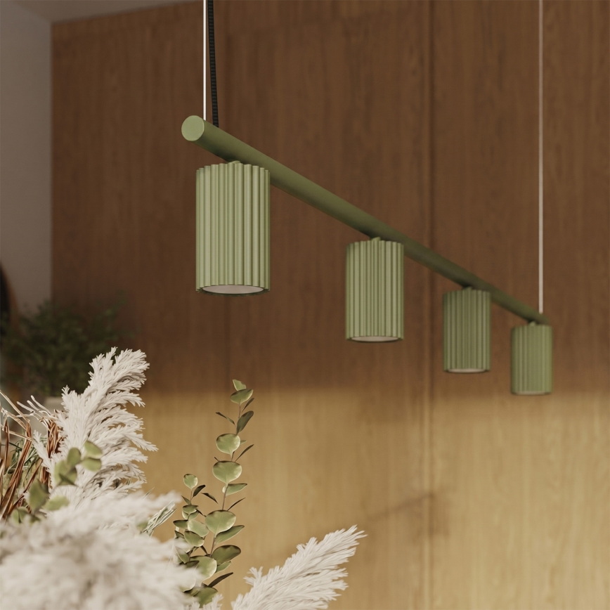 Pendellampe på kabel KARBON 4xGU10/10W/230V grøn