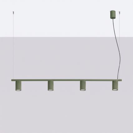 Pendellampe på kabel KARBON 4xGU10/10W/230V grøn