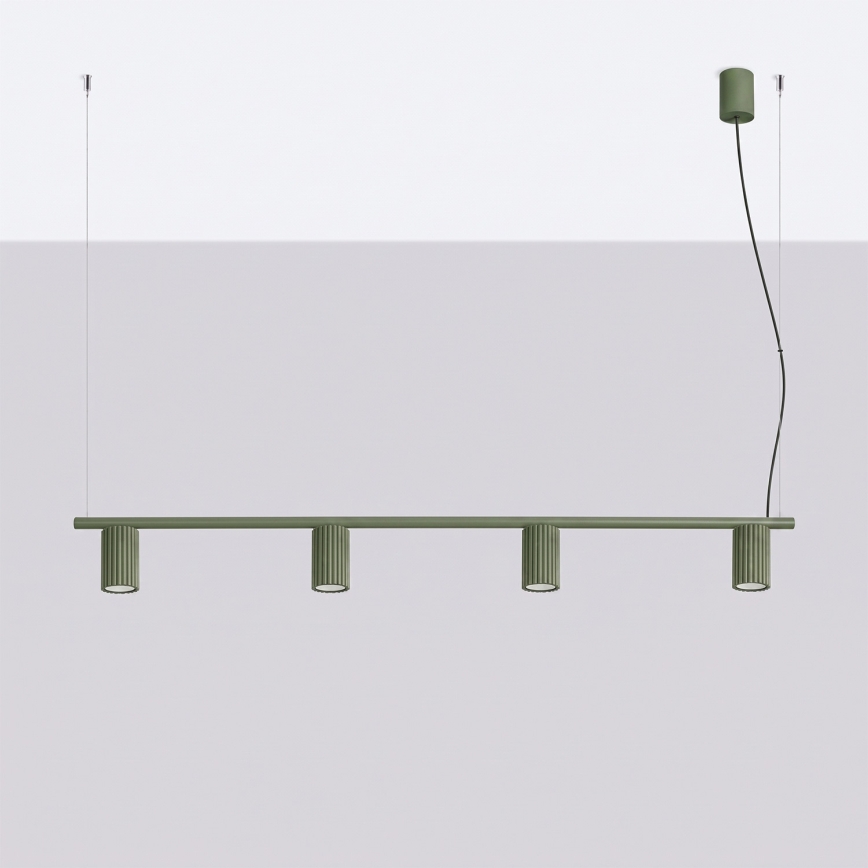 Pendellampe på kabel KARBON 4xGU10/10W/230V grøn