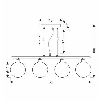 SOMUL 4xG9/20W/230V røg sort pendel
