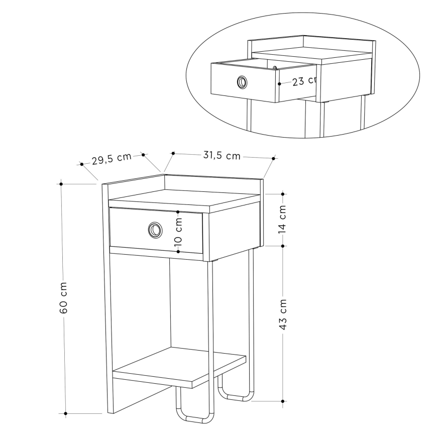 SONY natbord i hvid