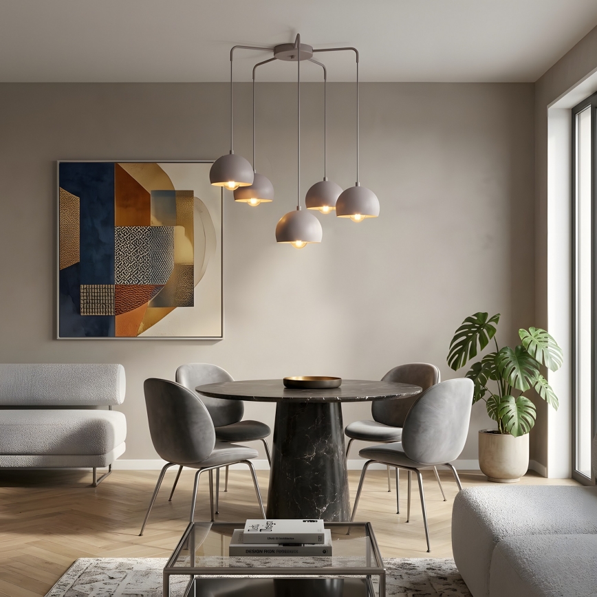 SOOL pendellampe på ledning 5xE27/15W/230V cremefarvet