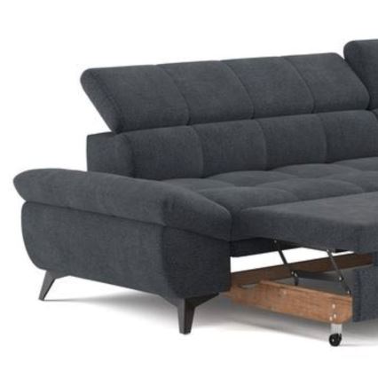 Hjørnesofa med chaiselong i L-form MARANO højre, sort