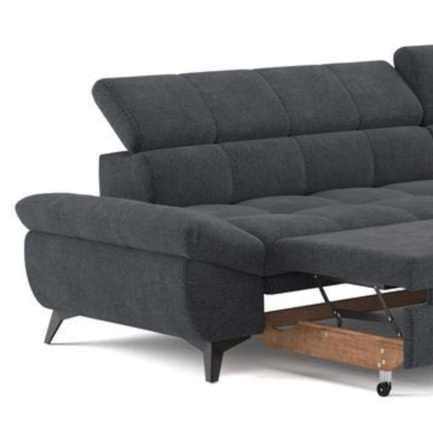 Hjørnesofa med chaiselong i L-form MARANO højre, sort