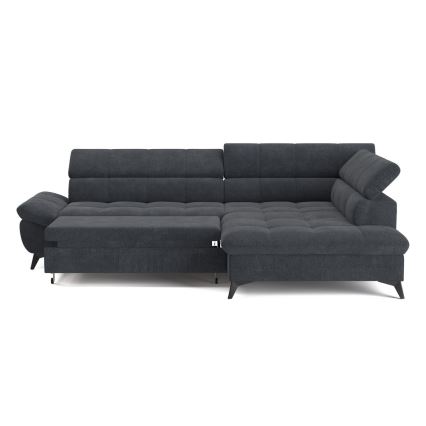 Hjørnesofa med chaiselong i L-form MARANO højre, sort