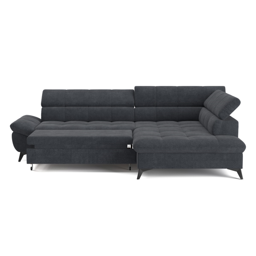 Hjørnesofa med chaiselong i L-form MARANO højre, sort