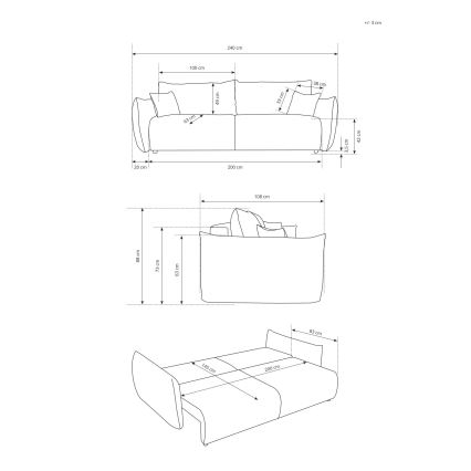 Sovesofa FRIDA til 2 personer, brun