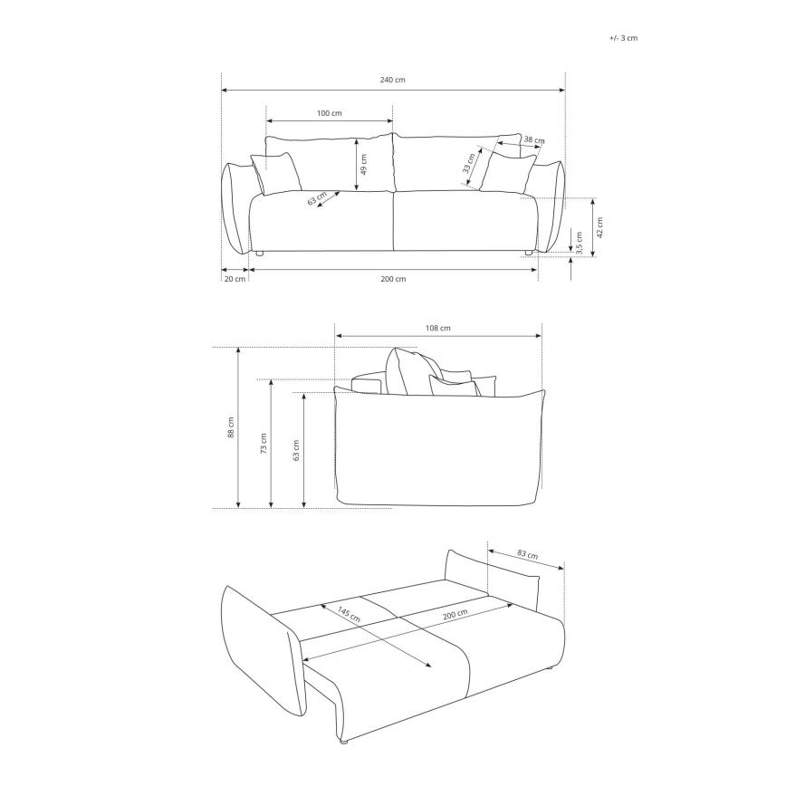 Sovesofa FRIDA til 2 personer, brun