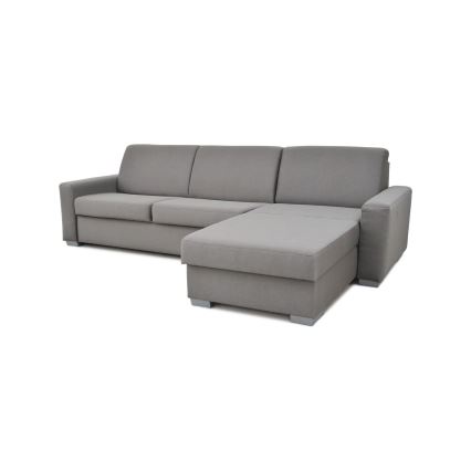 Sovesofa med chaiselong til daglig brug med opbevaringsplads, L-formet, LEKA højre, grå