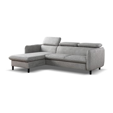 Sovesofa i L-form med opbevaringsplads NISA grå venstrevendt