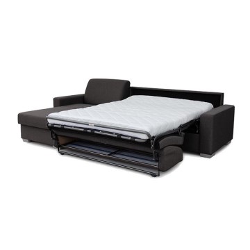 Sovesofa med chaiselong til daglig brug med opbevaringsplads, venstrevendt, L-formet LEKA, brun