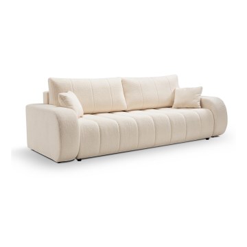 Sovesofa med tre pladser DESIO i beige, der kan foldes ud
