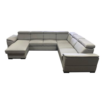 Sovesofa med universal U-form og opbevaringsplads GRANADA lys grå