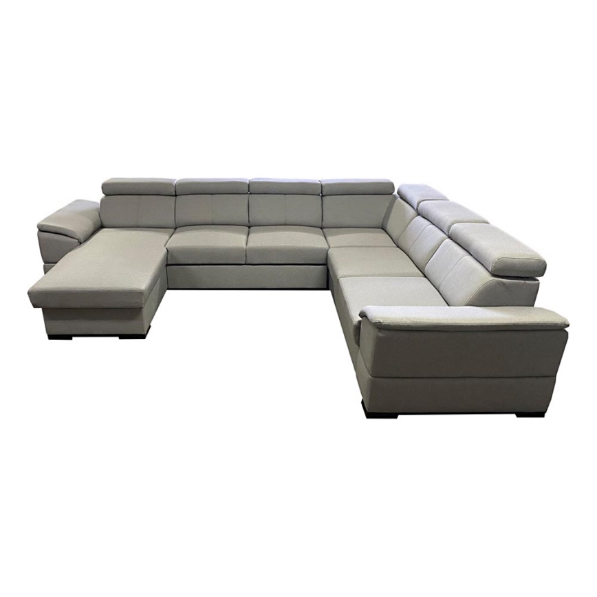 Sovesofa med universal U-form og opbevaringsplads GRANADA lys grå