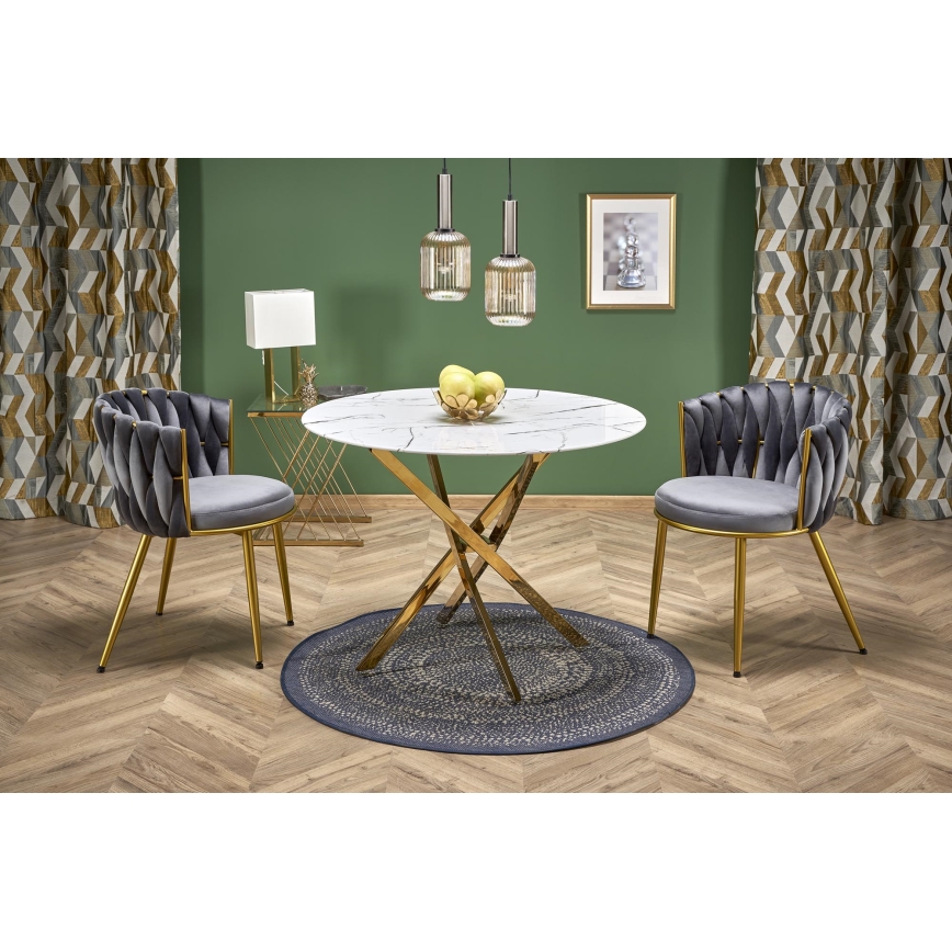 Spisebord ESTEN 100 cm hvid/guld