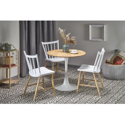 Spisebord LUGI Ø 80 cm brun/hvid