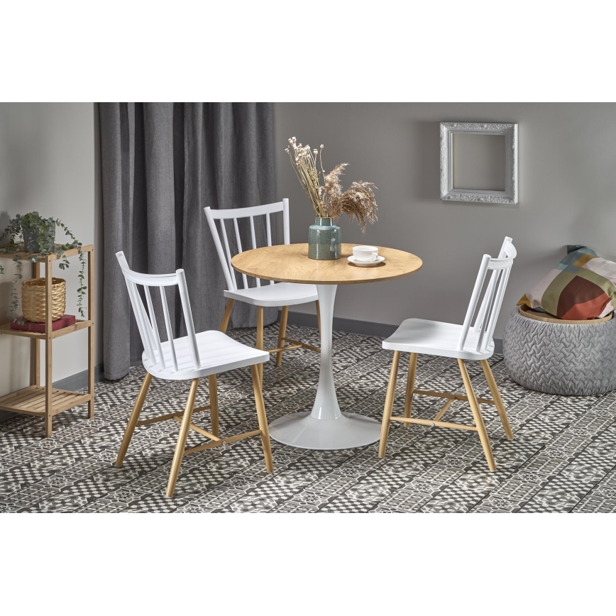 Spisebord LUGI Ø 80 cm brun/hvid