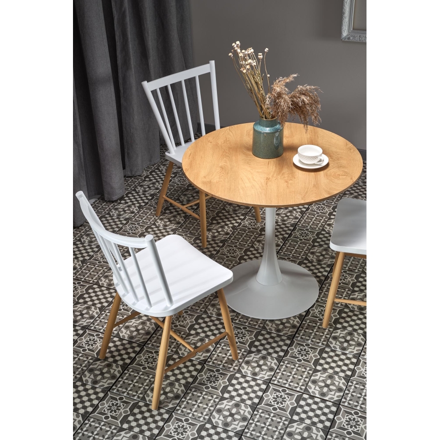 Spisebord LUGI Ø 80 cm brun/hvid