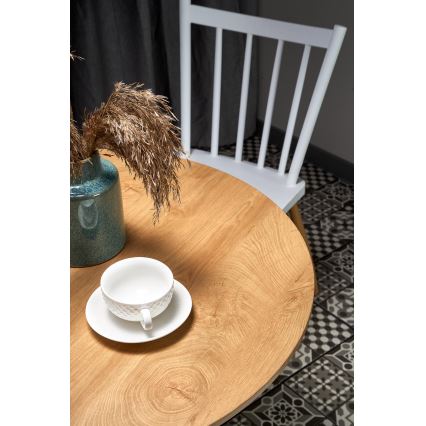 Spisebord LUGI Ø 80 cm brun/hvid