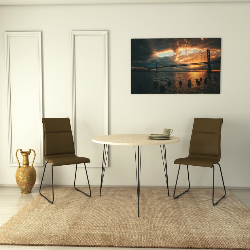 Spisebord SANDALF 75x90 cm beige/sort