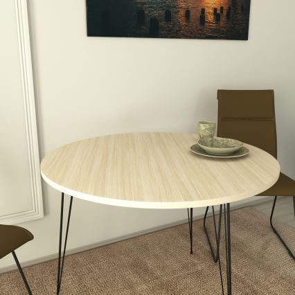 Spisebord SANDALF 75x90 cm beige/sort