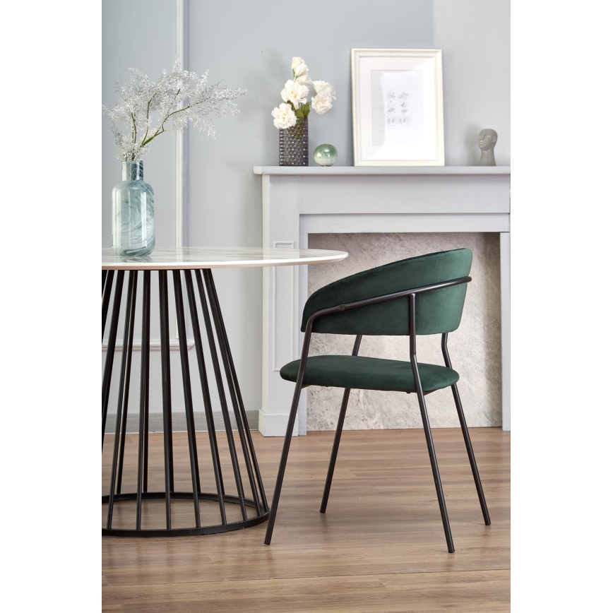 Spisebord SEREIN, hvid marmordekor/sort