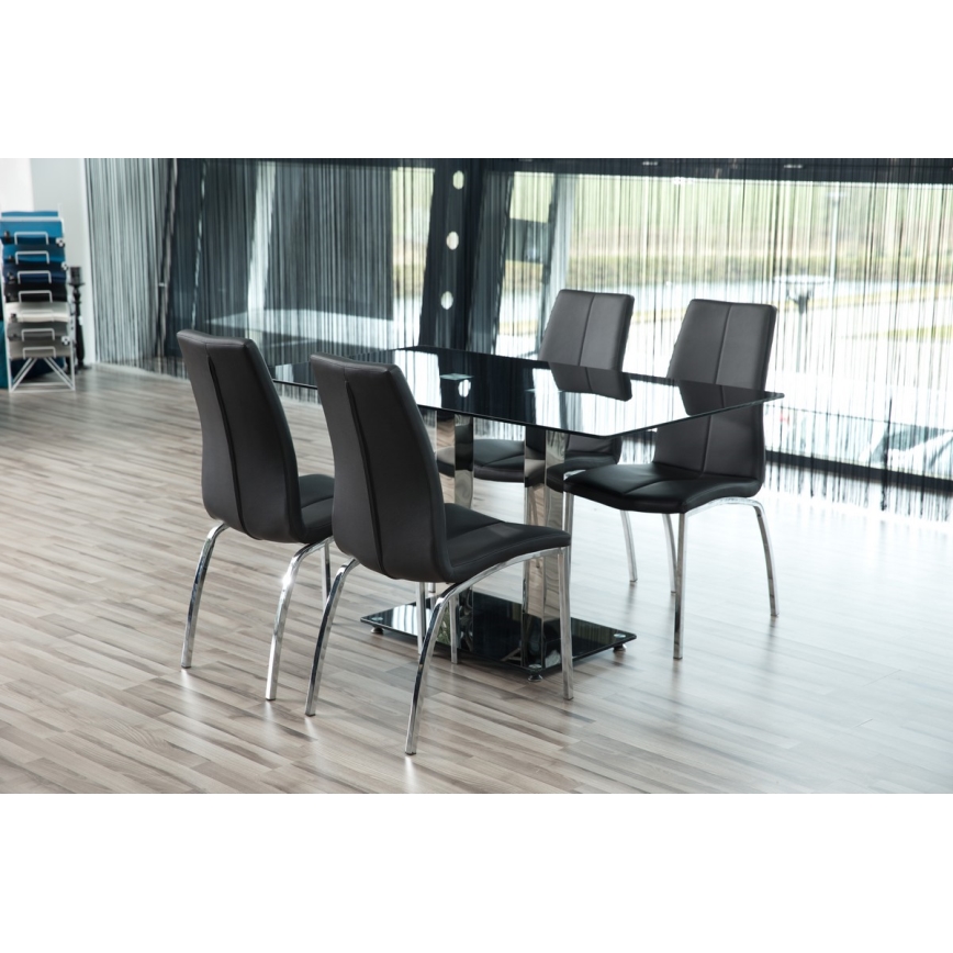 Spisebordsstol AMAL 1 stk. sort/mat krom