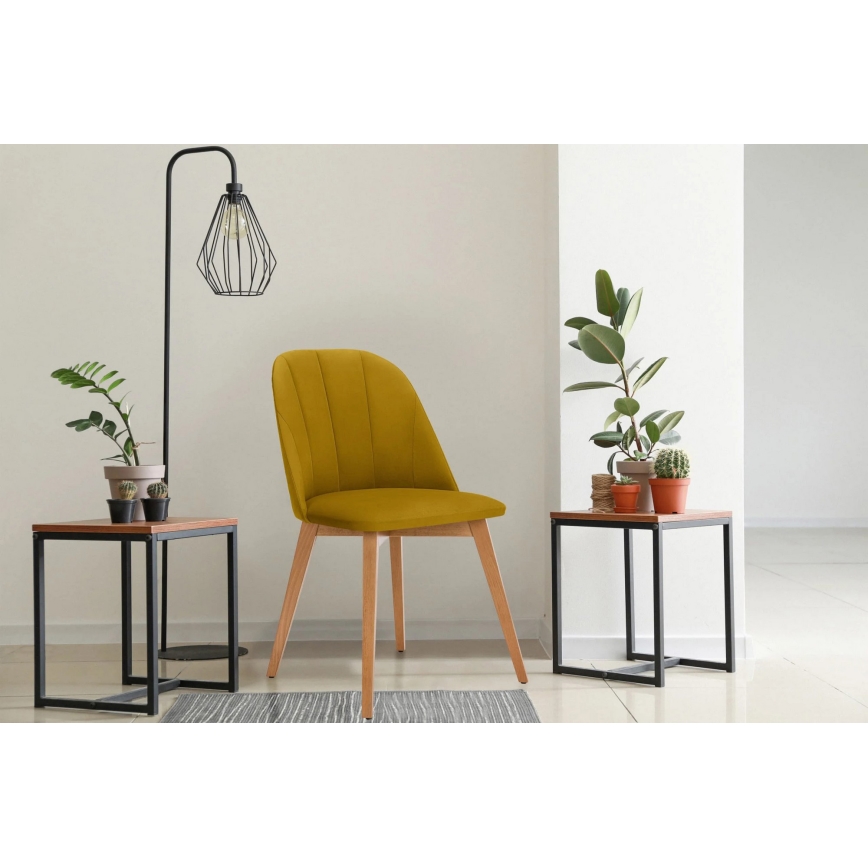 Spisebordsstol RIFO 86x48 cm gul/lysegetræ