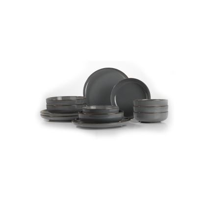 Spisestel, 12 dele, grå/porcelæn