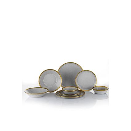 Spisestel 16 stk. grå/guld porcelæn