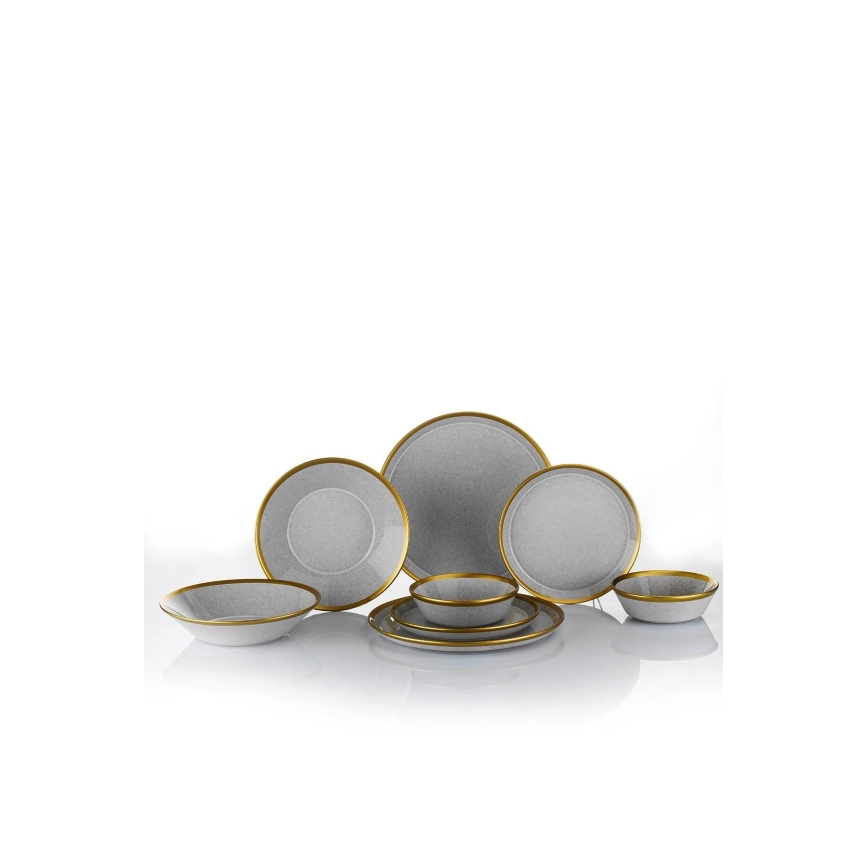 Spisestel 16 stk. grå/guld porcelæn