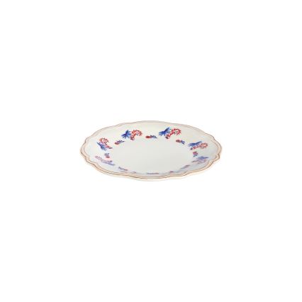 Spisestel 24 dele hvid/blå/rød/porcelæn