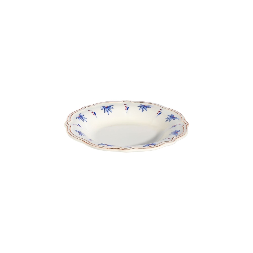 Spisestel 24 dele hvid/blå/rød/porcelæn