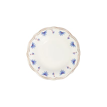 Spisestel 24 dele hvid/blå/rød/porcelæn