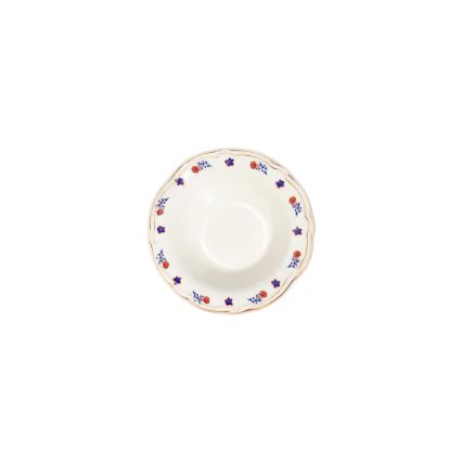 Spisestel 24 dele hvid/blå/rød/porcelæn