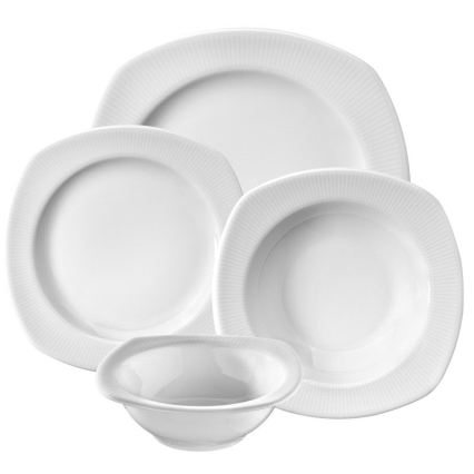 Spisestel 24 dele, hvidt porcelæn