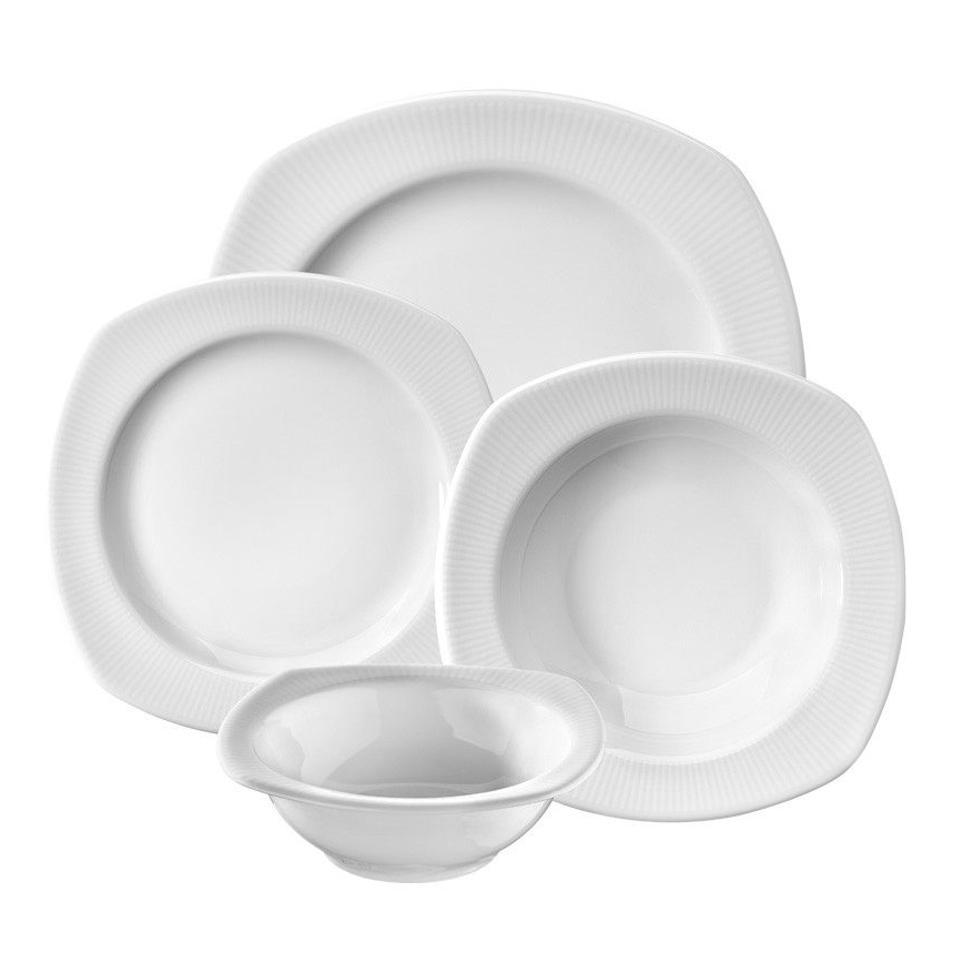 Spisestel 24 dele, hvidt porcelæn