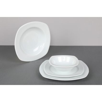 Spisestel 24 dele, hvidt porcelæn