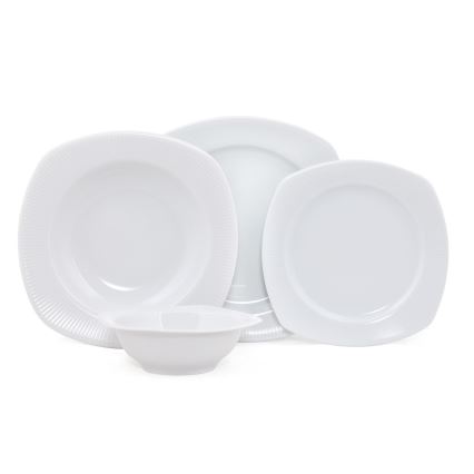 Spisestel 24 dele, hvidt porcelæn