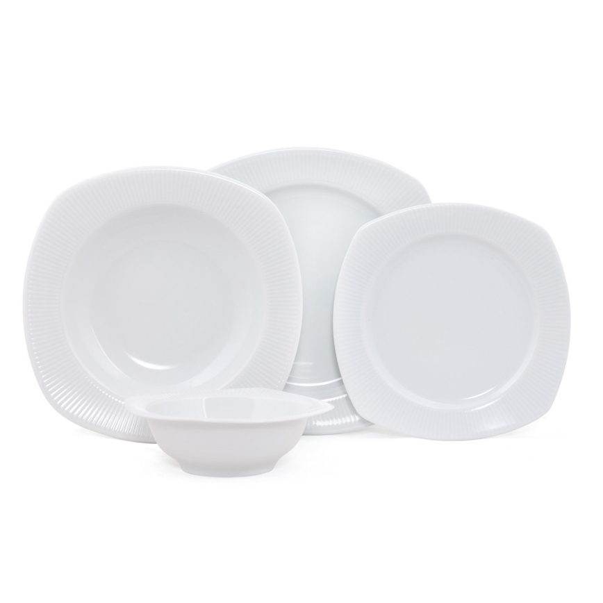 Spisestel 24 dele, hvidt porcelæn