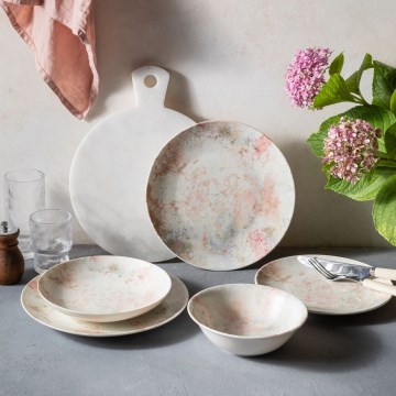 Spisestel 24-delt rosa/beige/porcelæn